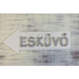  Fehér fa "Esküvő" nyíl betűkkel  30cm balra