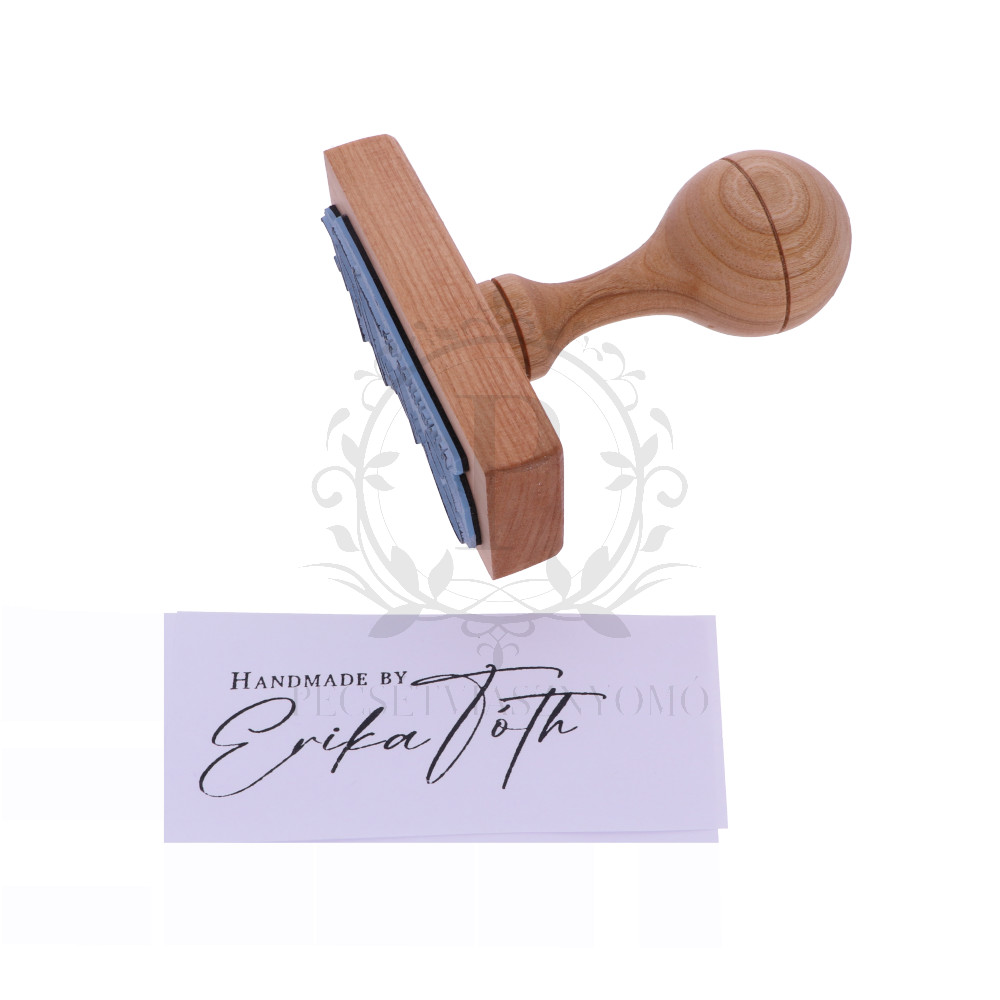   16x9 cm-es egyedi gumibélyegző készítése fa nyéllel - téglalap alakú