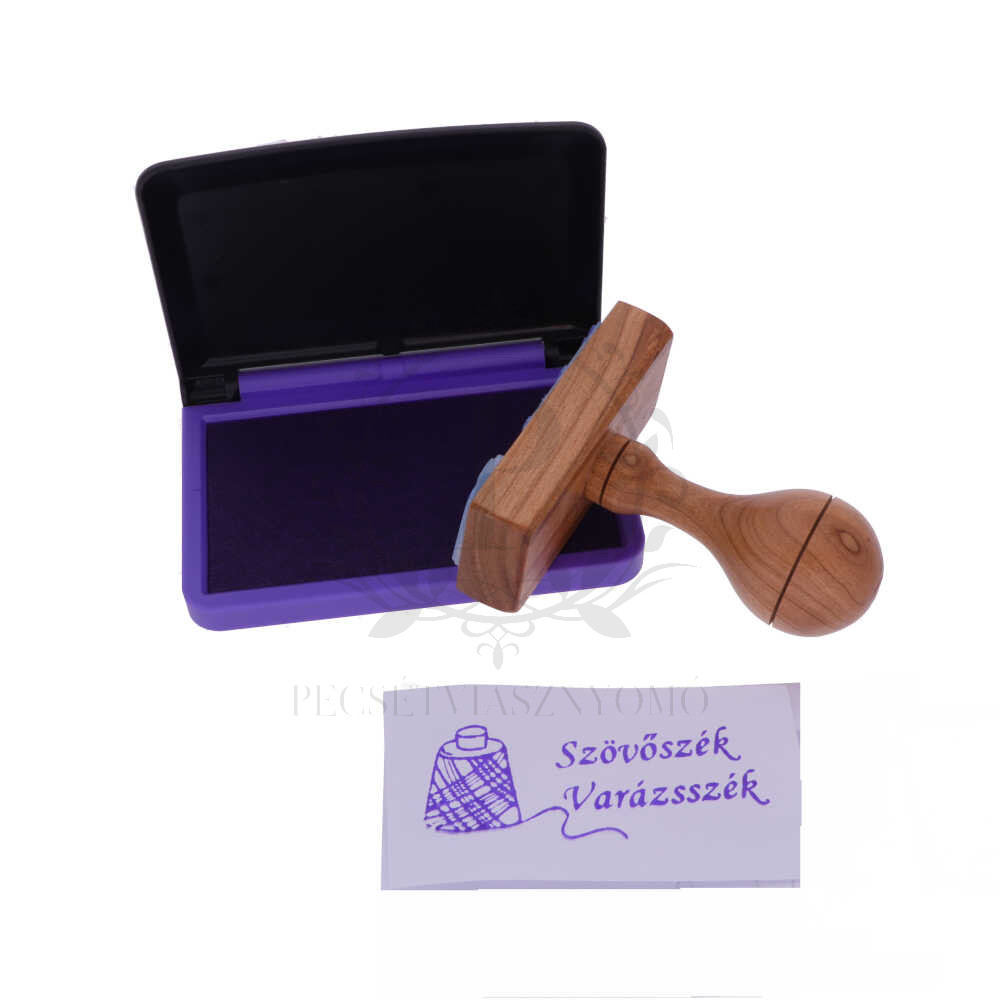   2x4 cm-es egyedi gumibélyegző készítése fa nyéllel - téglalap alakú
