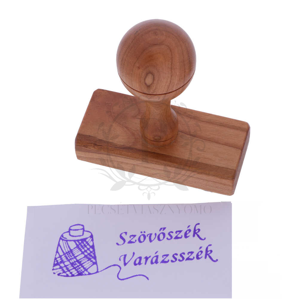 6x4 cm-es egyedi gumibélyegző készítése fa nyéllel - téglalap alakú