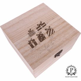 Fa négyzet díszdoboz ajándék doboz gravírozással