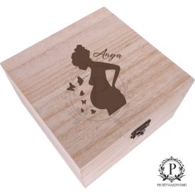 Fa négyzet díszdoboz anyák napi gravírozással