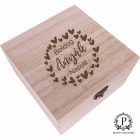 Fa négyzet díszdoboz boldog anyák napját gravírozással