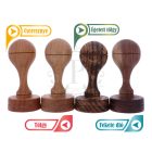 Címpecsét gumibélyegző nemesfa nyéllel - kör alakú - Fenyő minátval