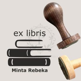   Ex libris gumibélyegző nemesfa nyéllel - kör alakú - Könyvek mintával