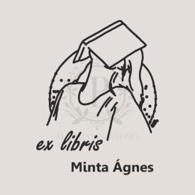   Ex libris gumibélyegző nemesfa nyéllel - kör alakú - Olvasó fején könyv mintával