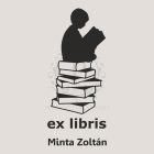 Ex libris gumibélyegző nemesfa nyéllel - téglalap alakú - lány a könyveken mintával