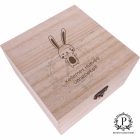 Fa négyzet díszdoboz húsvéti nyúl gravírozással