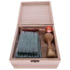 Fa négyzet díszdoboz koszorú gravírozással