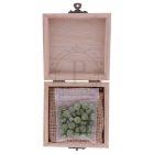 Fa négyzet díszdoboz madaras gravírozással