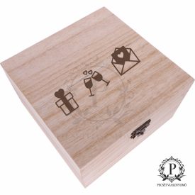 Fa négyzet díszdoboz valentin napi gravírozással