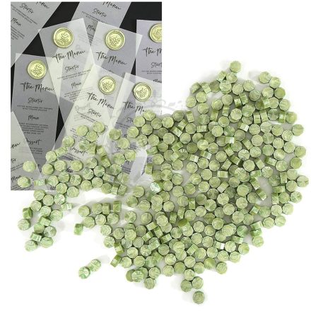 Pecsétviasz gyöngyök oliva zöld színben  – 45 db / csomag