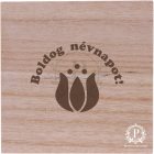 Fa négyzet díszdoboz virág gravírozással