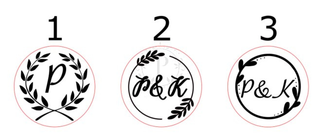 A Ti monogramotok, választható betűtípussal, leveles mintával - Esküvői pecsétviasznyomó